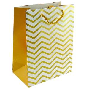 Пакет Золотой зигзаг на белом 18*23*10 см. / 135-А-WKA