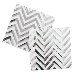 Салфетка "Зигзаги,Серебро металл" 33 см. 12шт. / 623574
