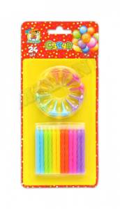 Свечи д/торта с подст. "Радужные 24 шт."