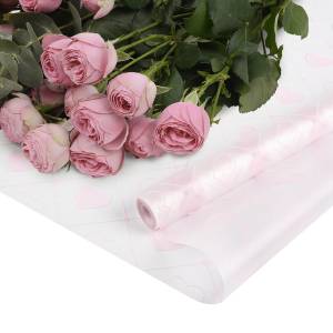 Пленка матовая "Сердца" розовая 0,6*8,5 м. ./П438