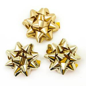 Бант-звезда, золото металлик 7 см, 12 шт/17815