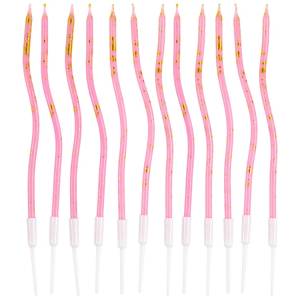 Свечи "Волна" розовые искры с подст. 13 см 12 шт. / 1502-6688