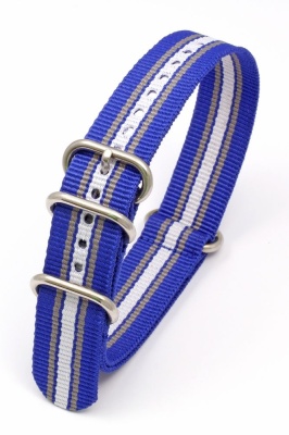 Ремешок нейлоновый для часов 22 р-р Blue-grey-white