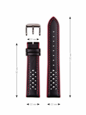Ремень KMV S-02, 22 мм, black-red, L