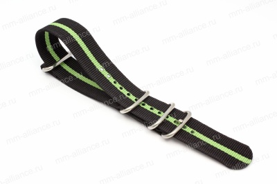 Ремешок нейлоновый для часов 22 р-р Blk- l green