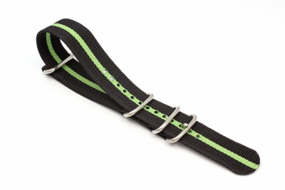 Ремешок нейлоновый для часов 20 р-р Blk- l green