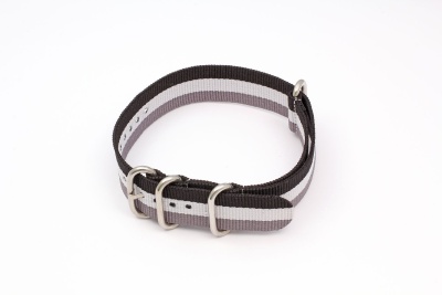 Ремешок нейлоновый для часов 22 р-р Blk-white-grey