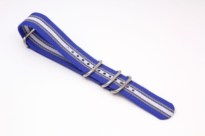 Ремешок нейлоновый для часов 22 р-р Blue-grey-white