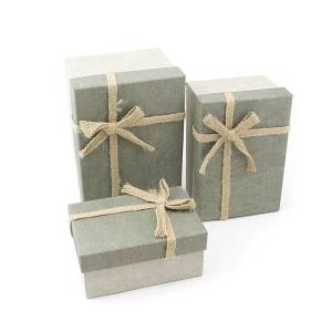 Коробка 13*19*9,5 см "Рустик" серая с бантом