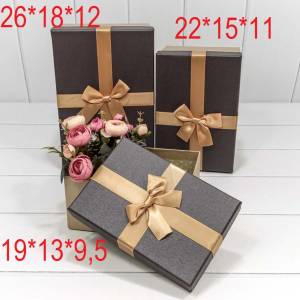 Коробка с бантом 26*18*12 Черный/Золото
