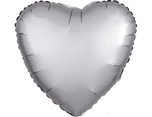 Сердце Сатин Platinum ( серебро )  18" (Анаграм) / 1204-0632