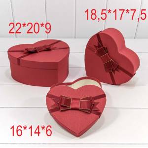 Коробка Сердце Красное с бантом 16*14*6