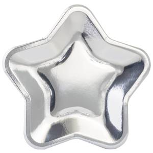Тарелка фольг Звезда серебр 23см 6 шт 1502-4932
