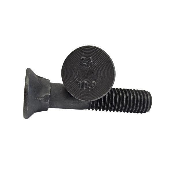 Болт лемешный 12x45 DIN 608, класс прочности 10.9, полная резьба, чёрный оксид, 100 шт.