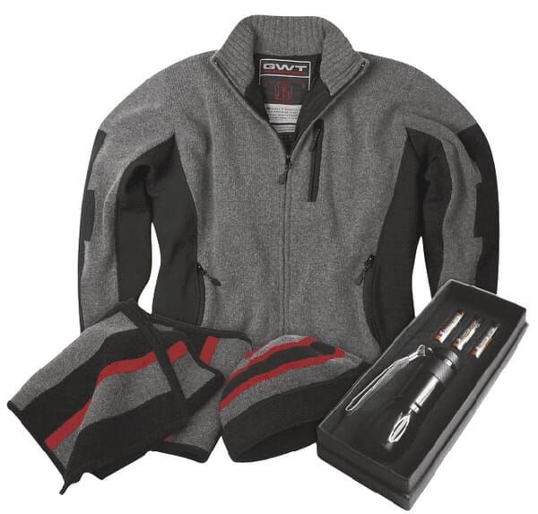 Набор: карманный фонарь + кардиган, шарф, шапка, карманный фонарь: p.58