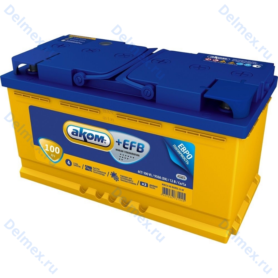 Аккумуляторная батарея АКОМ 6СТ-100L +EFB обратной полярности