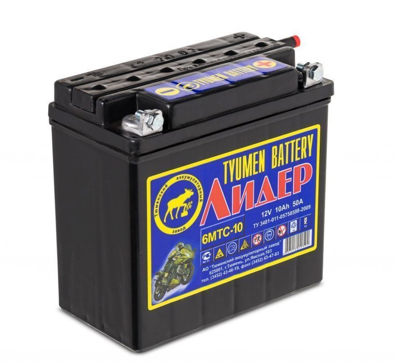 Аккумуляторная батарея Tyumen Battery 6МТС-10 Лидер вывод болт обратной полярности сухозаряженная