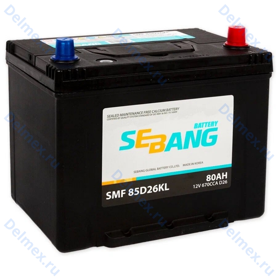 Аккумуляторная батарея SEBANG 6СТ-80L SMF (85D26KL) обратной полярности