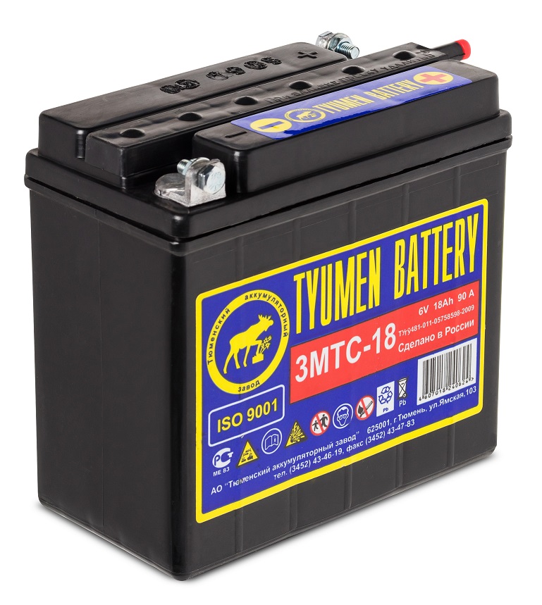Аккумуляторная батарея Tyumen Battery 3МТС-18 универсальной полярности сухозаряженная