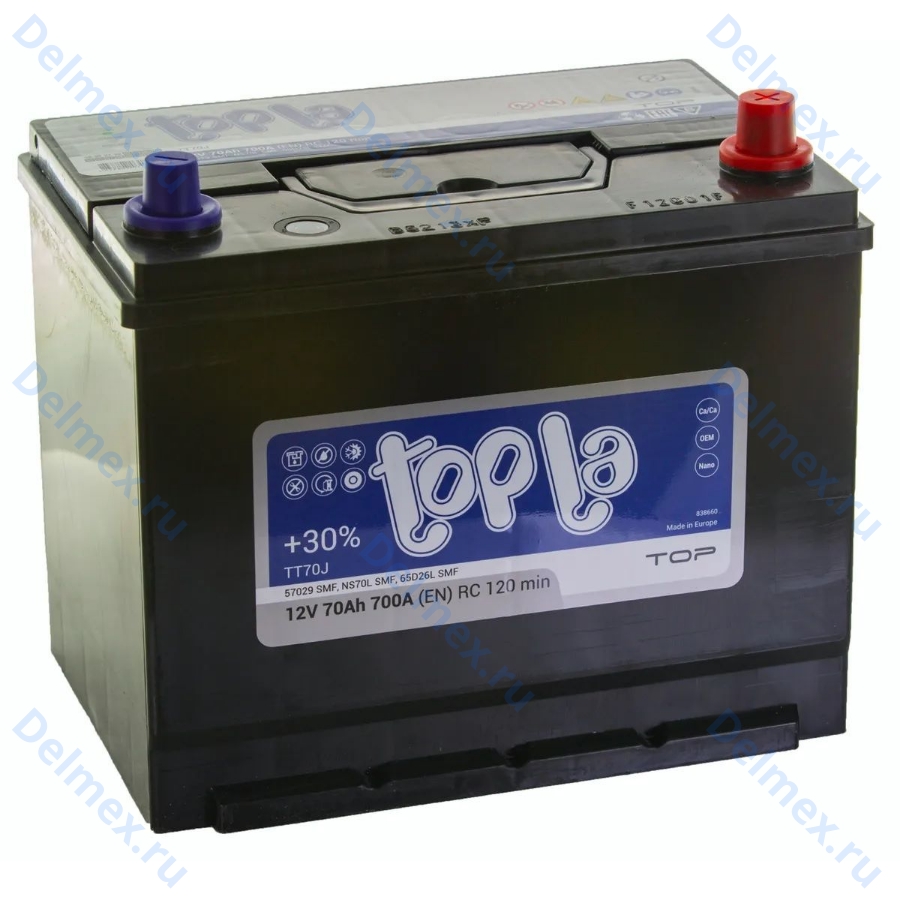 Аккумуляторная батарея TOPLA 6СТ-70L Top Asia обратной полярности