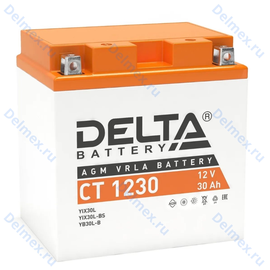 Аккумуляторная батарея DELTA СТ-1230 AGM (YIX30LBS) обратная полярность, залитый