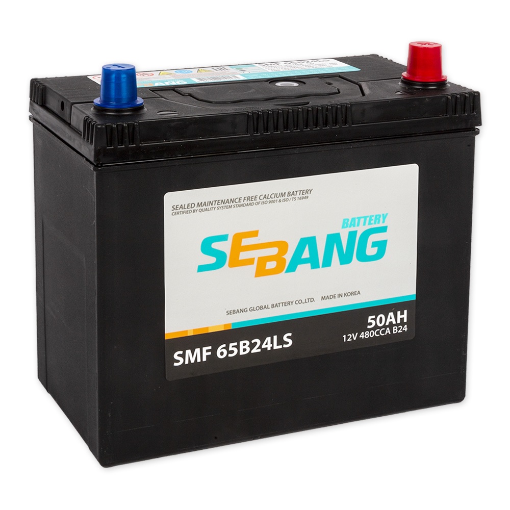 Фото Аккумуляторная батарея SEBANG 6СТ-50L SMF (65B24LS) обратной полярности стандартные клеммы