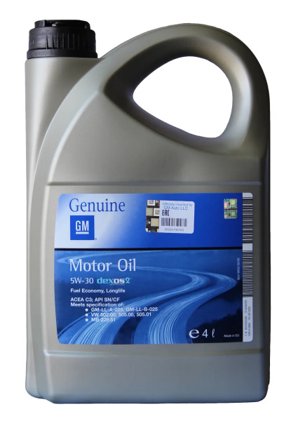 Фото Масло моторное синтетическое GM Dexos 2 5w30 4л (93165556)