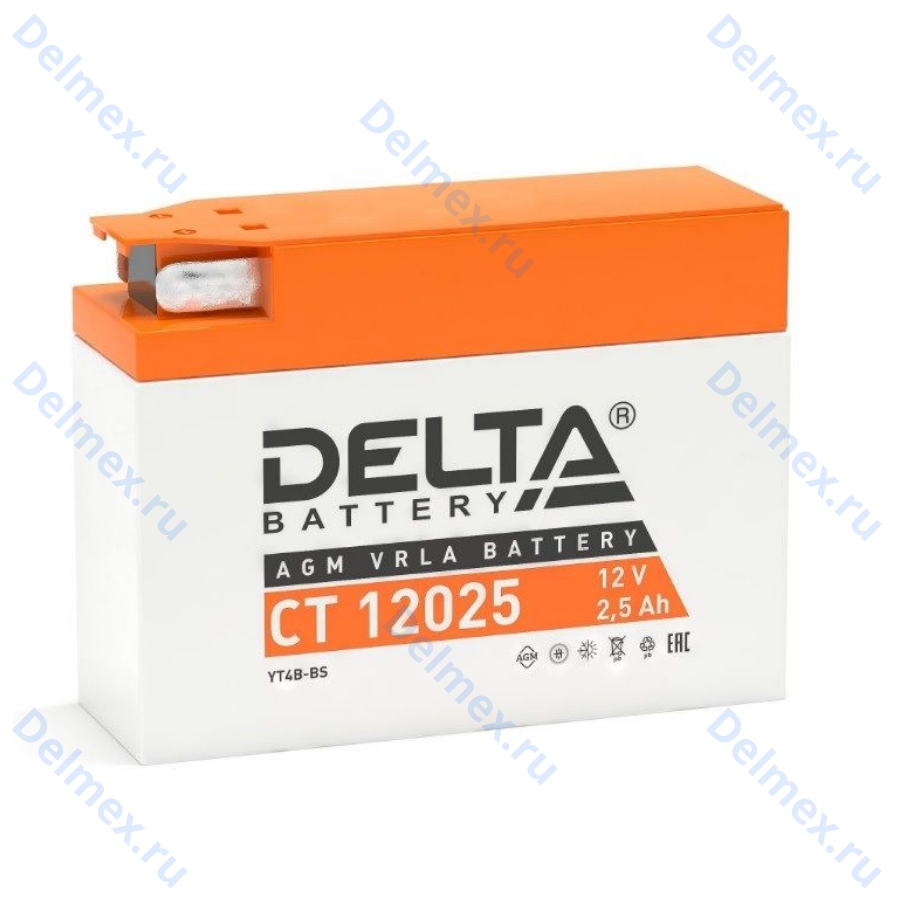 Аккумуляторная батарея DELTA СТ-12025 AGM (YT4B-BS) 40А залитый