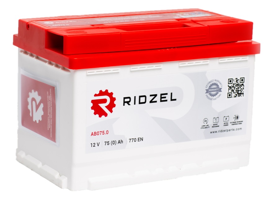 Фото Аккумуляторная батарея RIDZEL 12V 75Ah обратной полярности