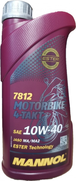Фото Масло моторное синтетическое MANNOL 4TAKT MOTORBIKE 10W40 (пластик) (1л)