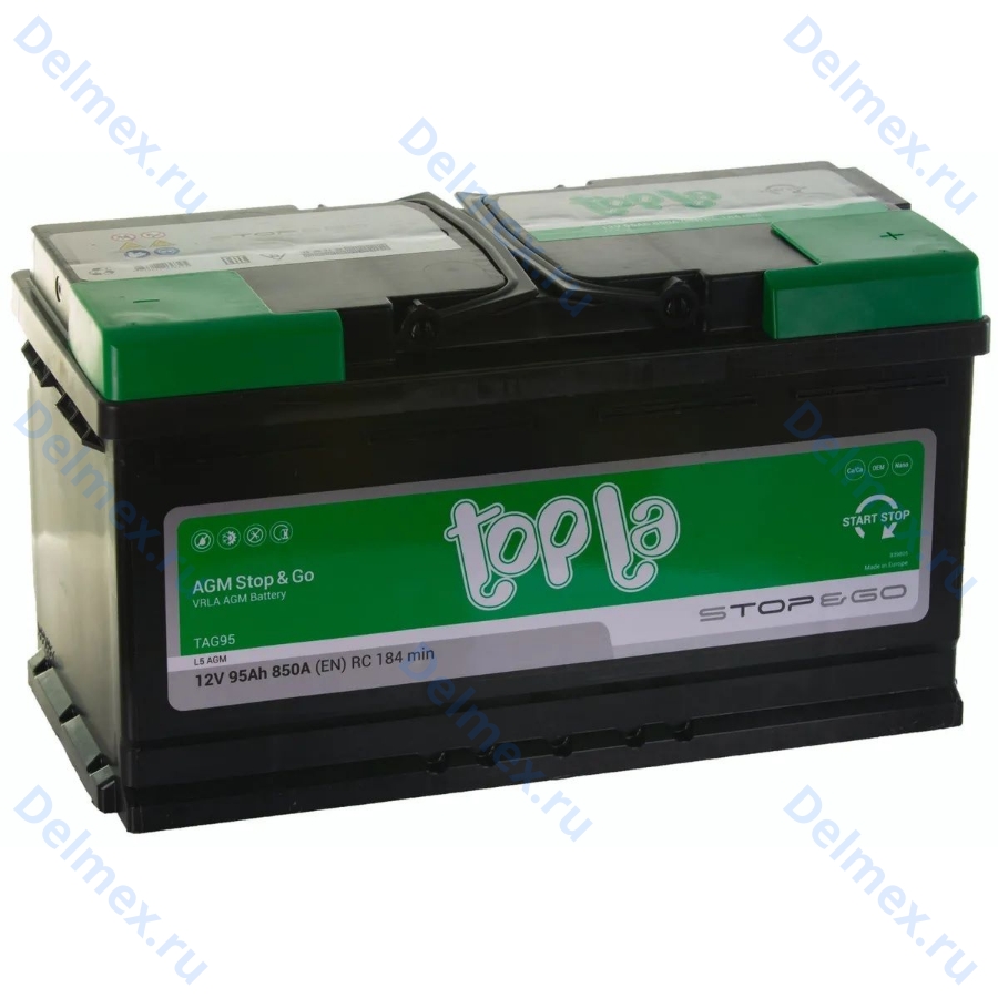 Аккумуляторная батарея TOPLA 6СТ-95L EcoDry AGM Stop&Go (L5) обратной полярности