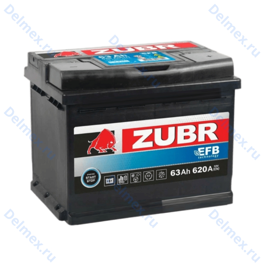 Аккумуляторная батарея ZUBR EFB 63Ah о/п фото 