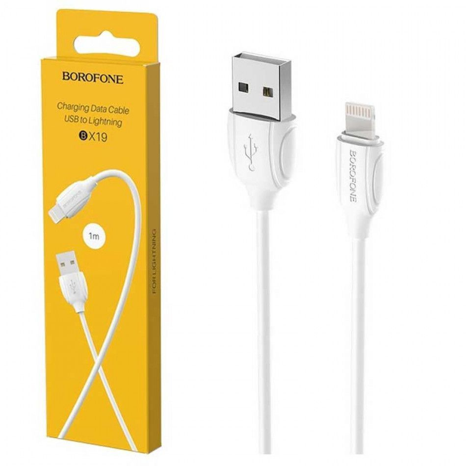 Зарядное устройство для телефона - кабель USB APPLE Lightning  (1м.) белый Borofone BX19 фото 