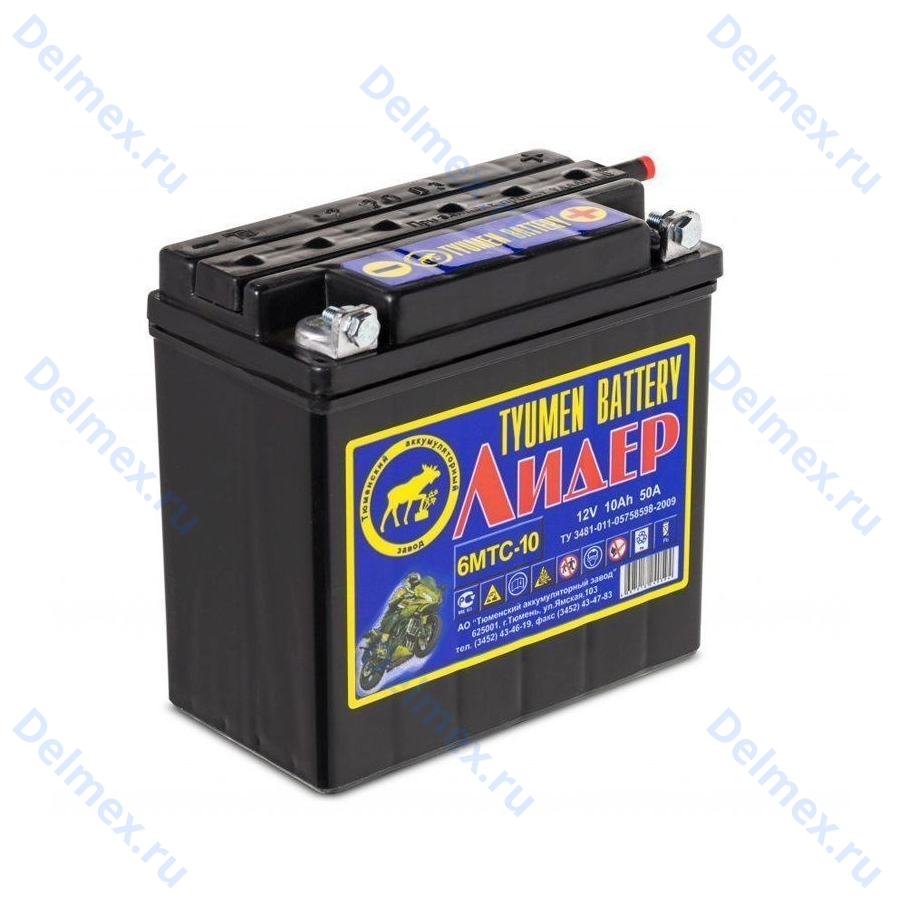 Аккумуляторная батарея Tyumen Battery 6МТС-10 Лидер вывод болт обратной полярности сухозаряженная