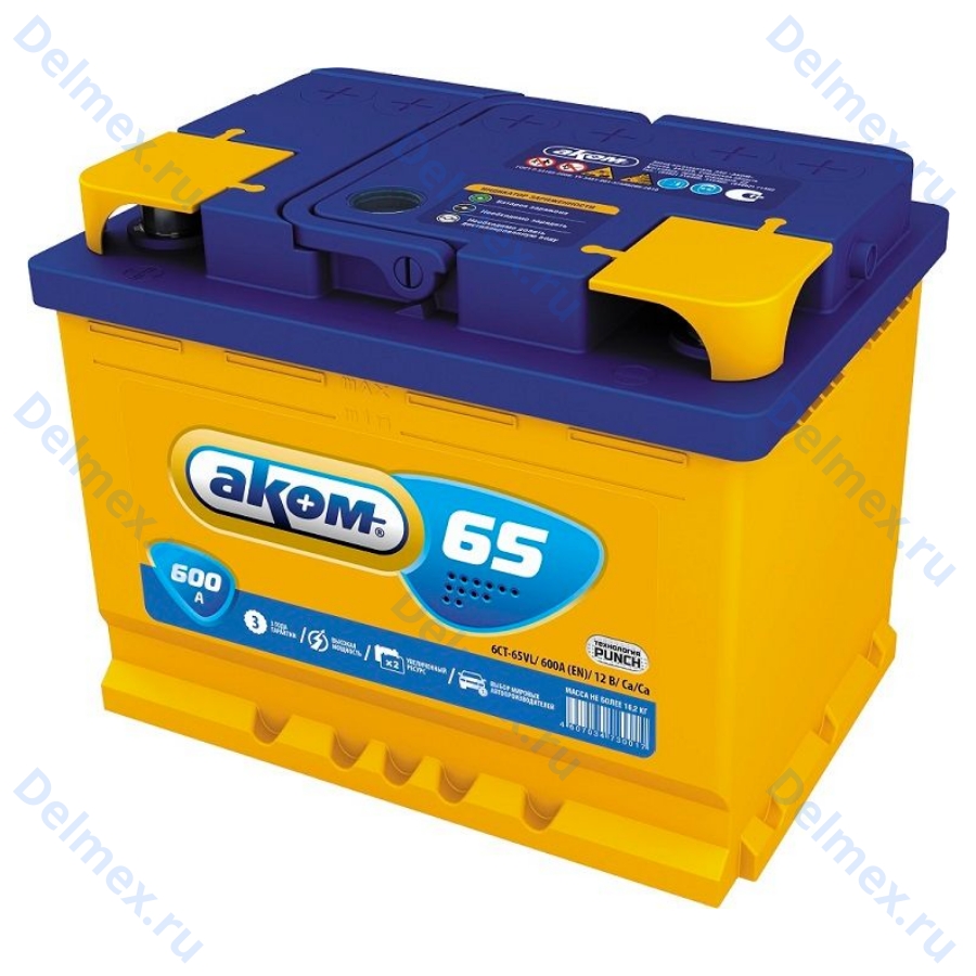 Аккумуляторная батарея АКОМ 6СТ-65L прямой полярности
