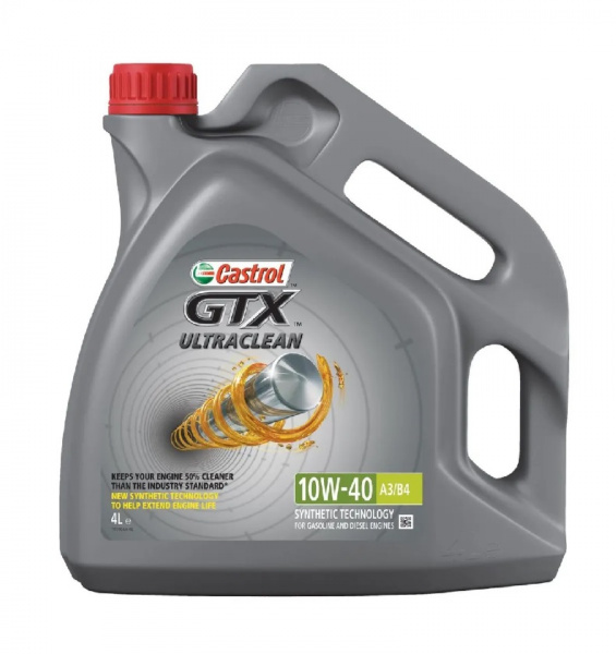 Фото Масло моторное полусинтетическое CASTROL GTX ULTRACLEAN 10W-40 A3/B4 4л