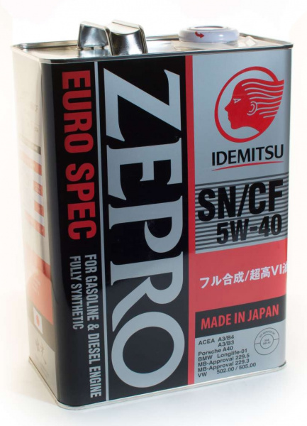 Фото Масло моторное синтетическое IDEMITSU ZEPRO EURO SPEC SN/CF 5W40 4л 1849004