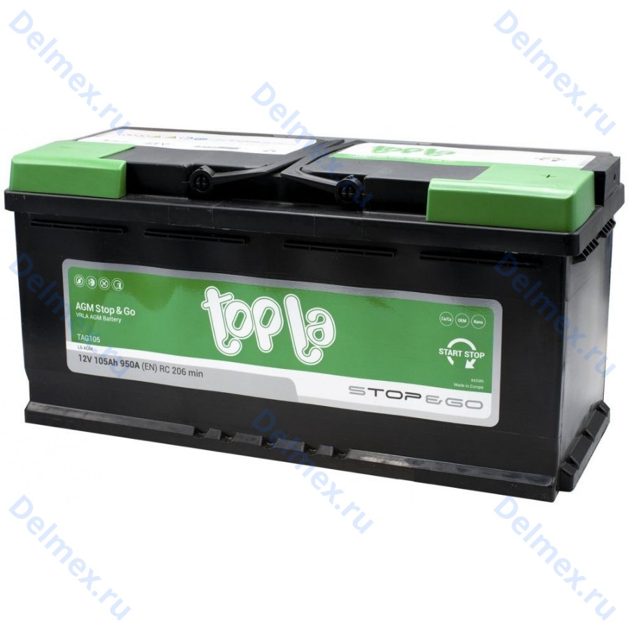 Аккумуляторная батарея TOPLA 6СТ-105L AGM Stop&Go обратной полярности