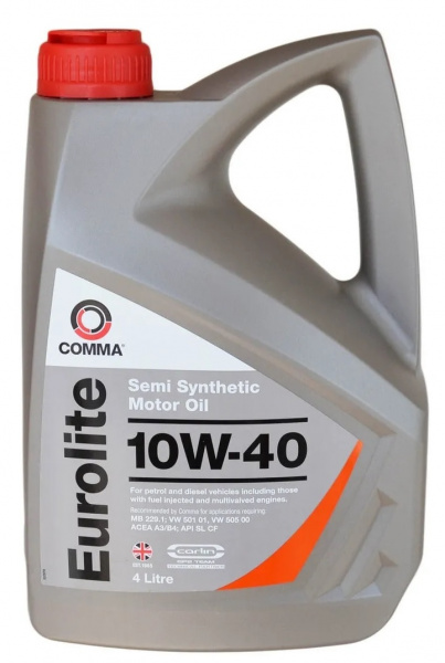 Фото Масло моторное полусинтетическое COMMA Eurolite 10W40 APISNCF, ACEA A3B4 4л (EUL4L)