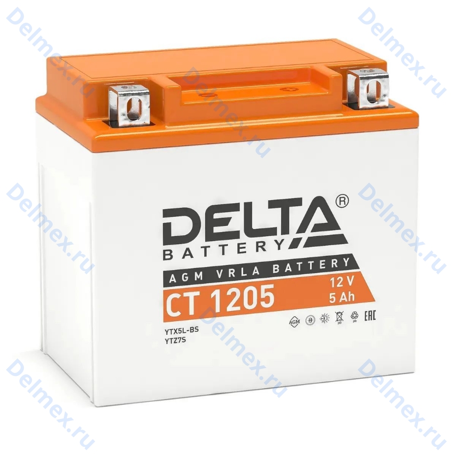 Аккумуляторная батарея DELTA СТ-1205 AGM (YTX5LBS) обратная полярность, залитый фото 