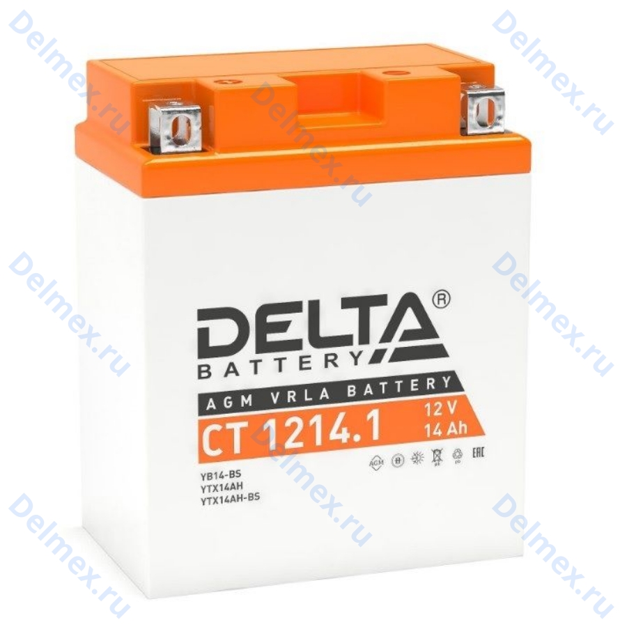Аккумуляторная батарея DELTA СТ-1214.1 AGM (YB14BS) прямая полярность, залитый
