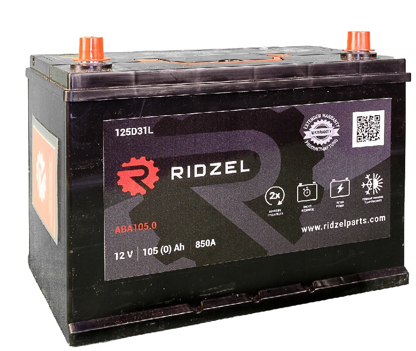 Фото Аккумуляторная батарея RIDZEL 12V 105Ah АЗИЯ обратной полярности