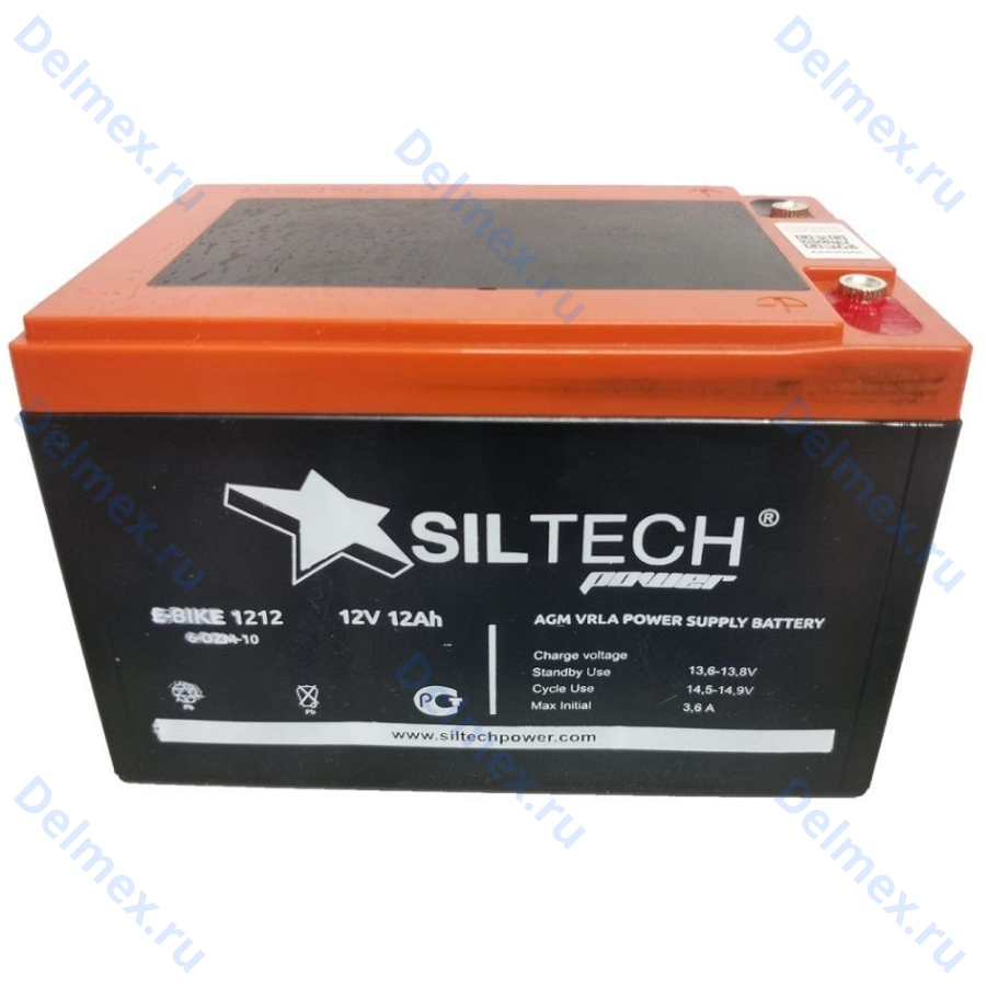 Аккумуляторная батарея SILTECH 6МТС-10 E-BIKE (6-DZM-10) обратной полярности 12V12Ah