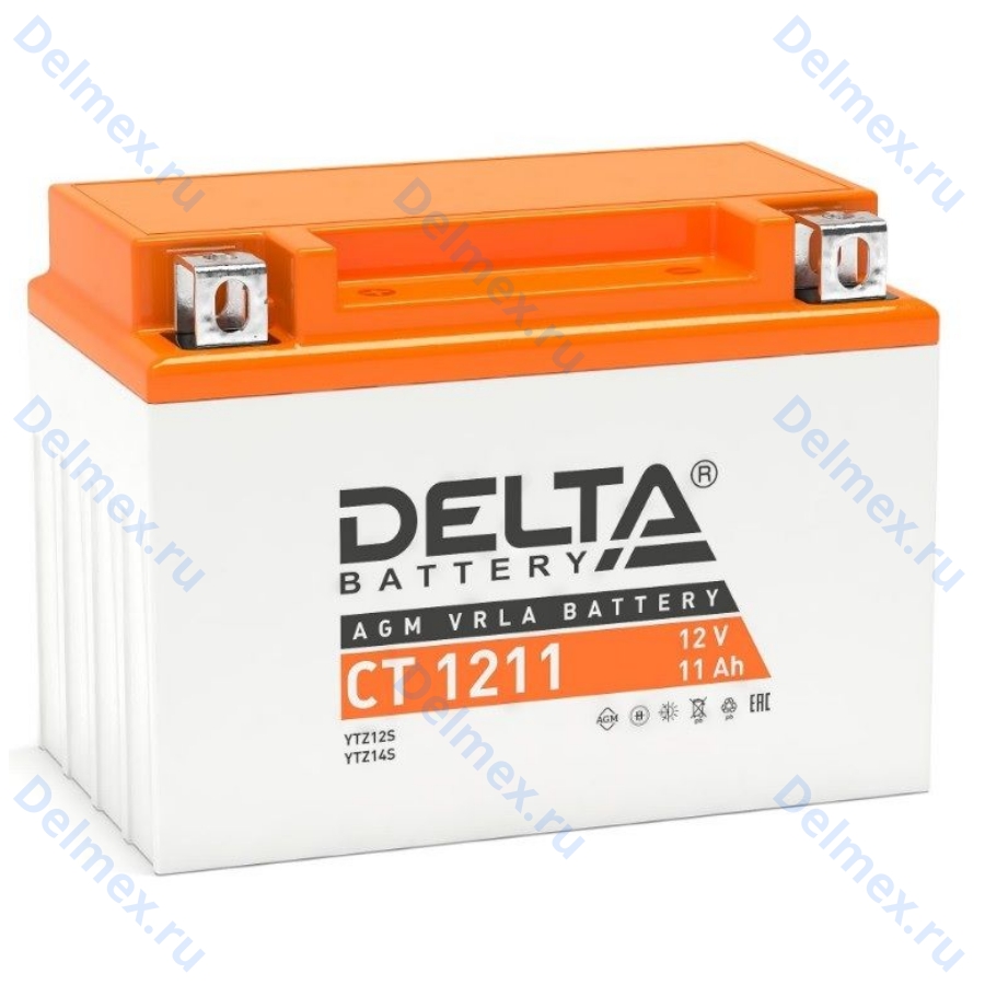 Аккумуляторная батарея DELTA СТ-1211 AGM (YTZ12S) прямая полярность, залитый