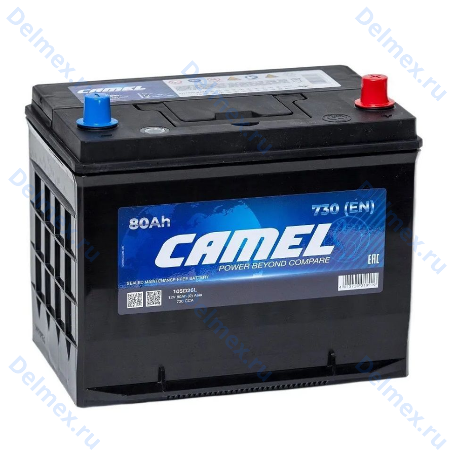 Аккумуляторная батарея 12V 80Ah (0) Asia CAMEL (105D26L) оп фото 