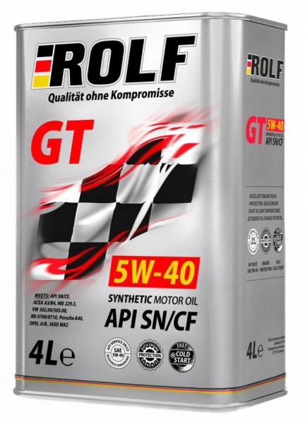 Фото Масло моторное синтетическое ROLF GT SAE 5W40 API SN/CF. 4л