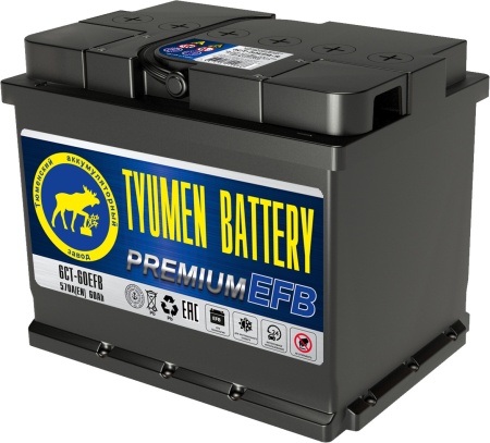 Фото Аккумуляторная батарея Tyumen Battery 6СТ-60 EFB PREMIUM прямой полярности