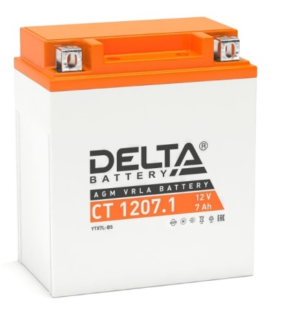 Аккумуляторная батарея DELTA СТ-1207.1 AGM (YTX7LBS) обратная полярность, залитый