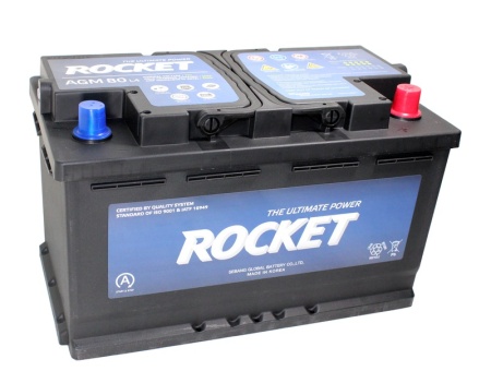 Фото Аккумуляторная батарея ROCKET 6СТ-80 AGM обратной полярности