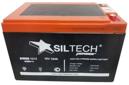 Аккумуляторная батарея SILTECH 6МТС-10 E-BIKE (6-DZM-10) обратной полярности 12V12Ah